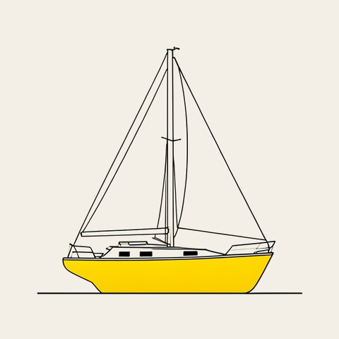 Sailing yacht under way